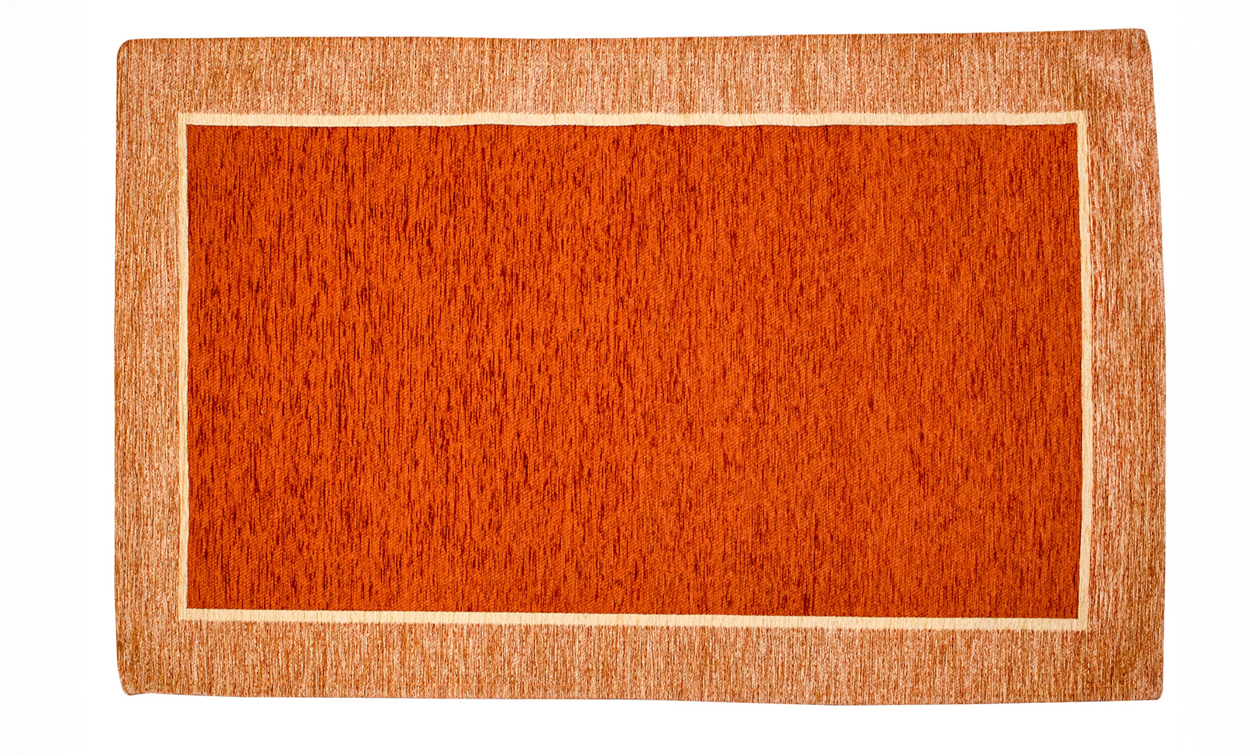TAPPETO ARREDO DIS.ROMA RUGGINE 115x175 CM con bordo chiaro, modello moderno, colore arancione vivace.
