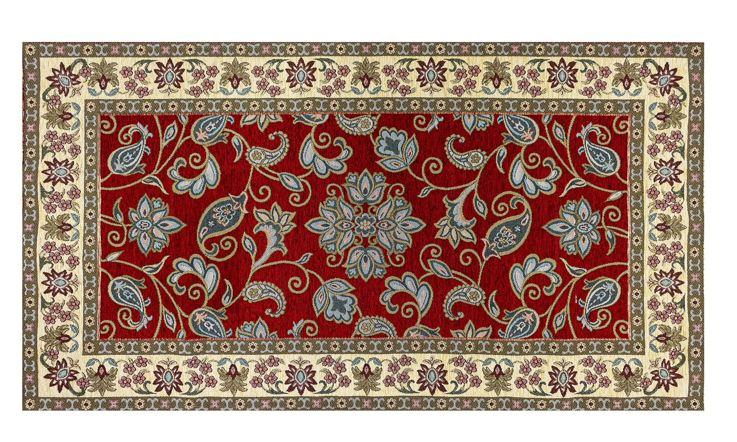 Tappeto moderno Sahara rosso 65x115 cm, con design floreale e bordo elegante, antiscivolo e facile da pulire.