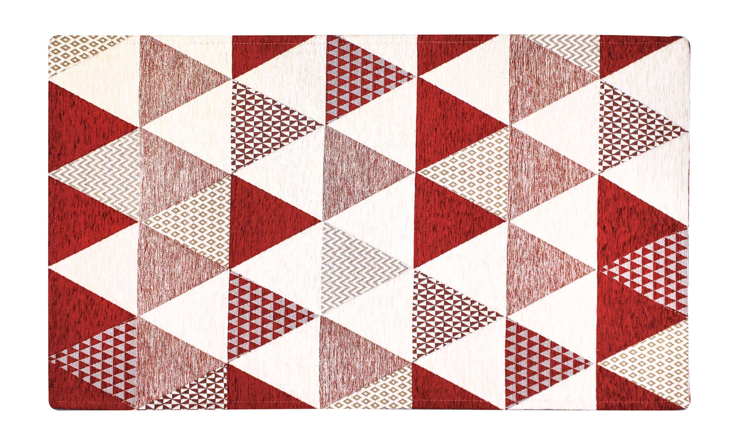 Modern red triangular patterned rug, 115x175 cm, non-slip, soft and easy to clean, perfect for any room.