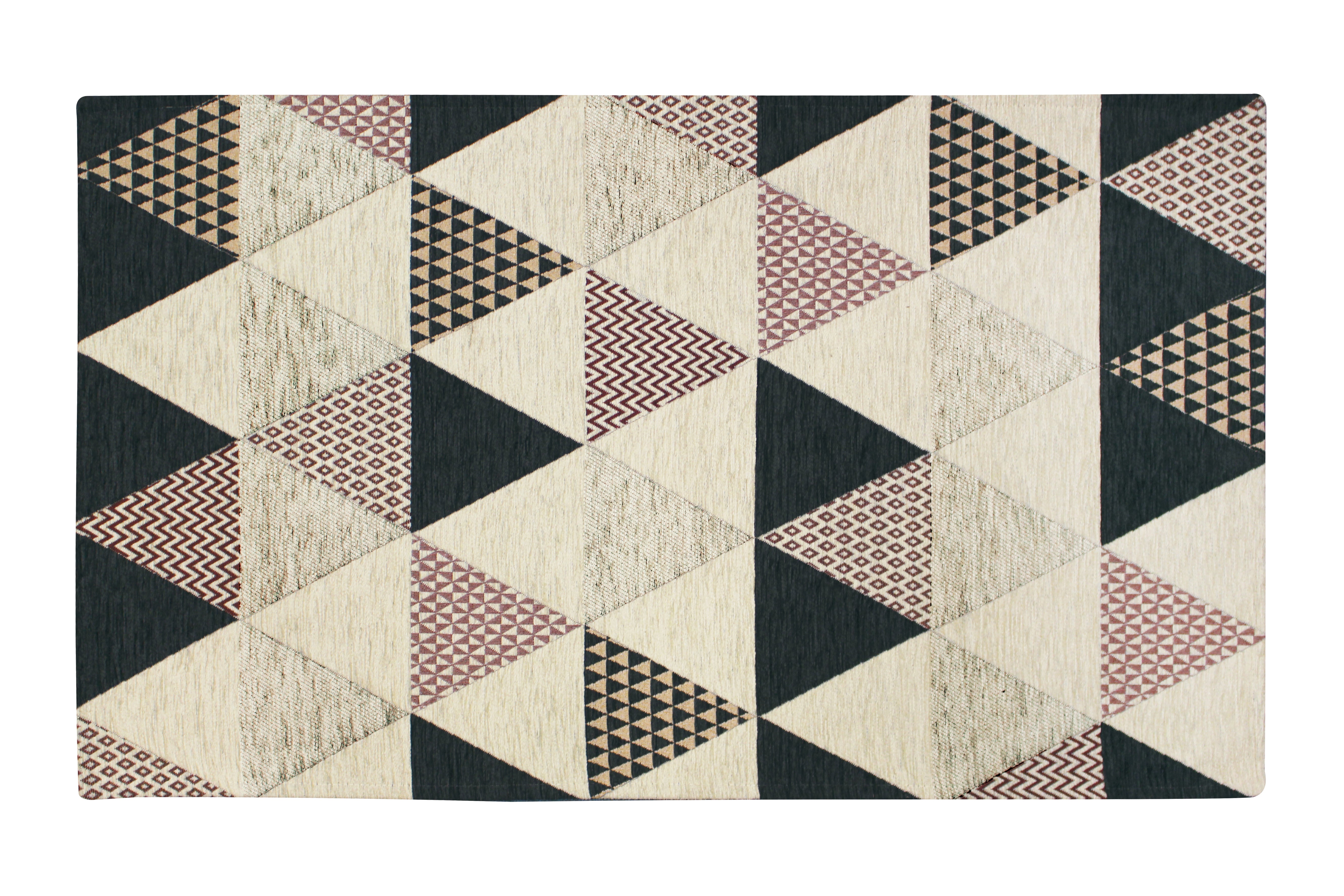 Modern triangular pattern rug in anthracite, 115x175 cm, non-slip, versatile and easy to clean.