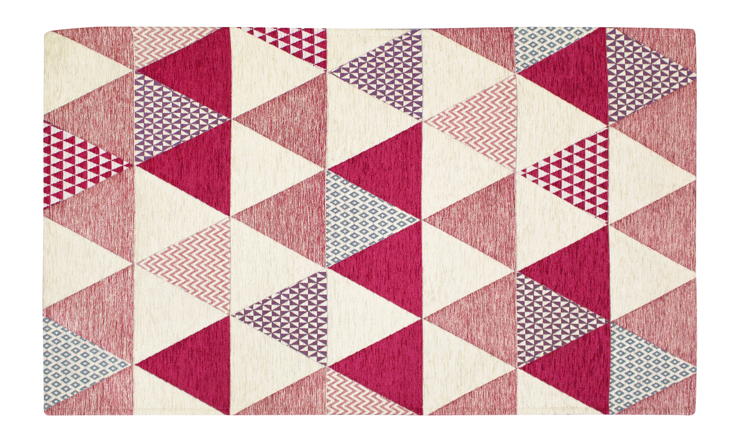 Modern fuchsia triangle rug 115x175 cm with anti-slip backing, perfect for vibrant home decor.