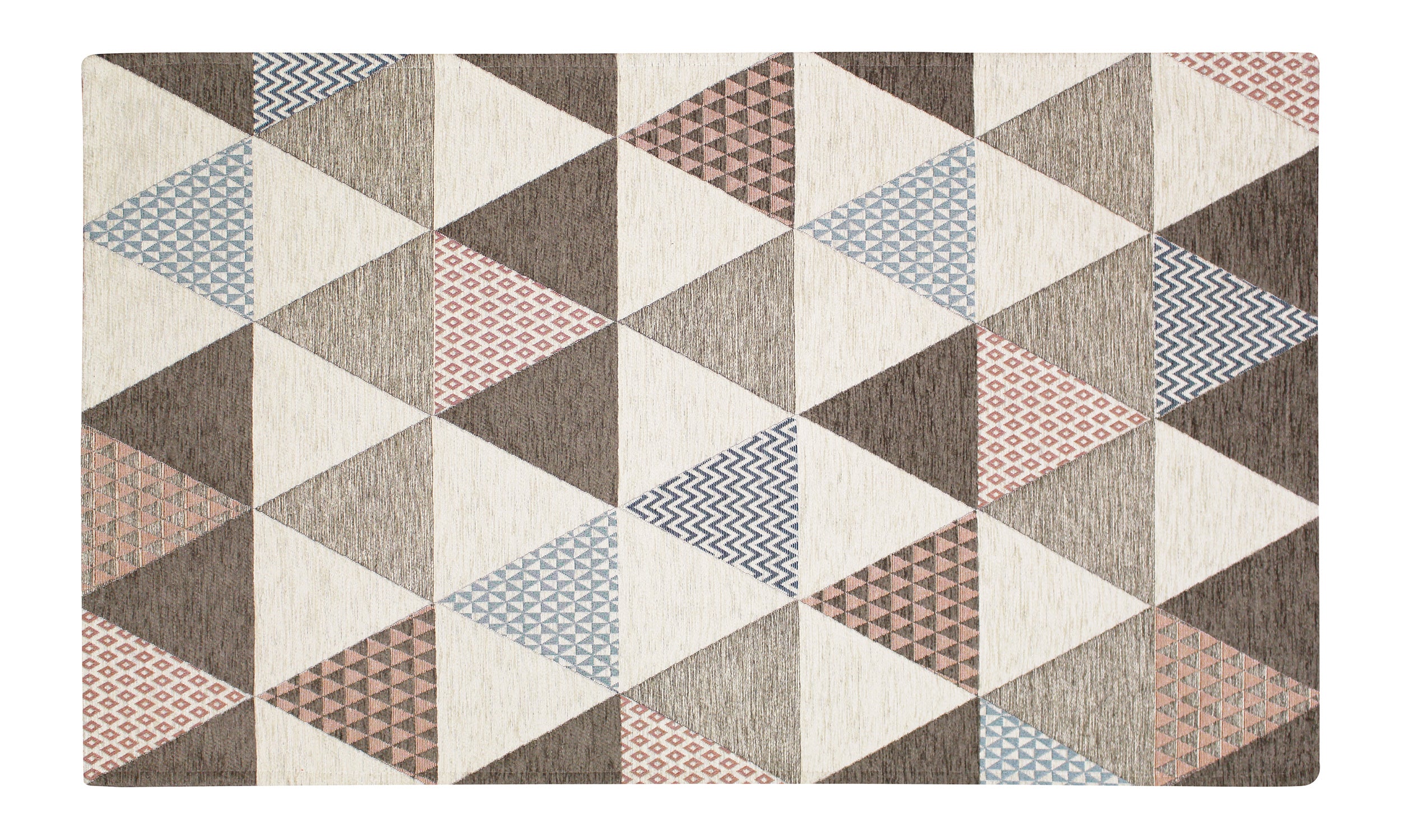 Tappeto decorativo triangoli grigi caldi 115x175 cm, antiscivolo, moderno e morbido.