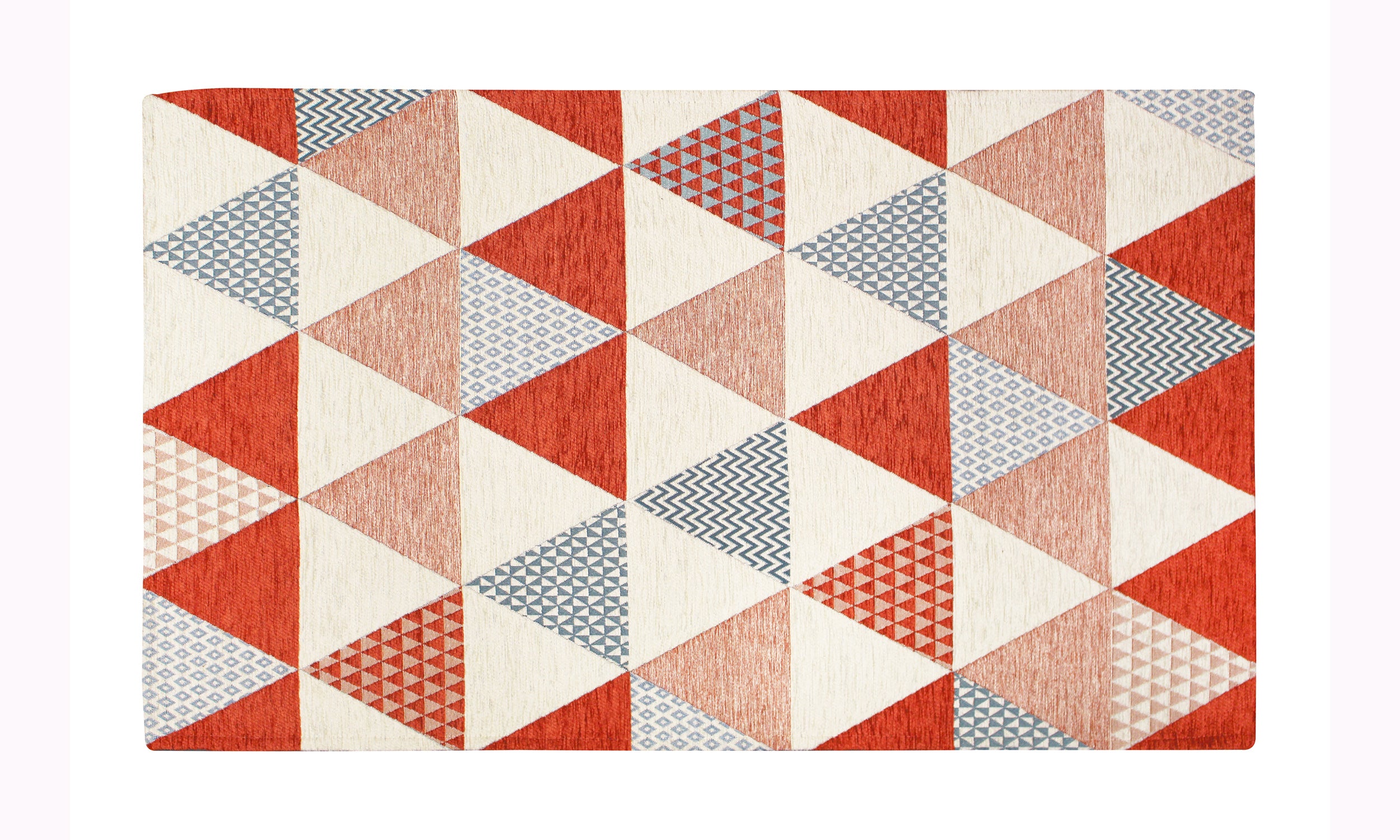 Tappeto triangoli ruggine 65x115 cm, design moderno con colori vivaci e antiscivolo.