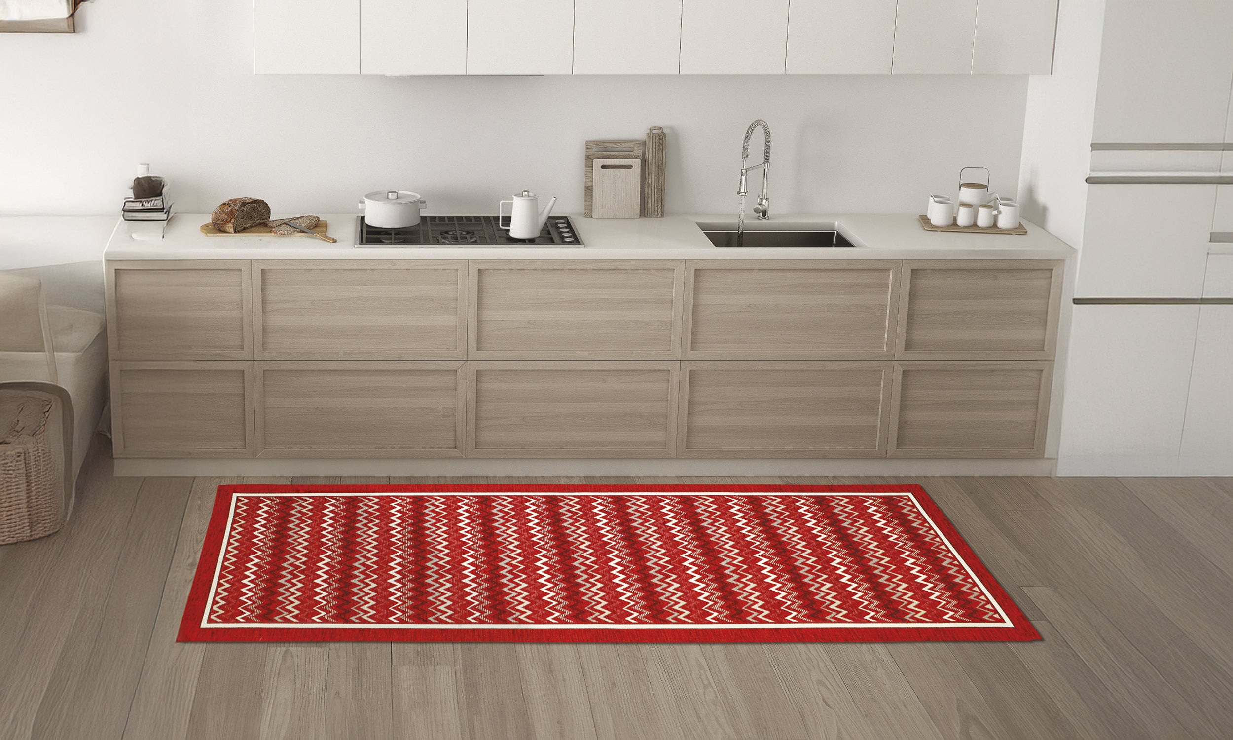 KÜCHENMATTE DIS.ZIG ZAG FARBE VISONE 57X85 CM RUTSCHFEST